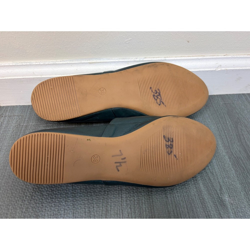 Miz Mooz Kimmy Flats US 7.5 38 Teal Blue Leather D'Orsay Slip On Almond Toe Fall - Picture 9 of 10